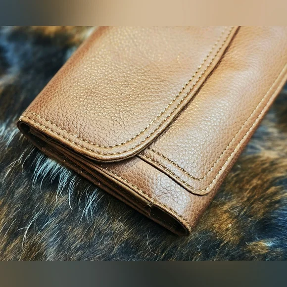 Vintage Relic Fossil Brown Pebbled Leather Trifold Wallet & Checkbook Wallet Set - Picture 5 of 13